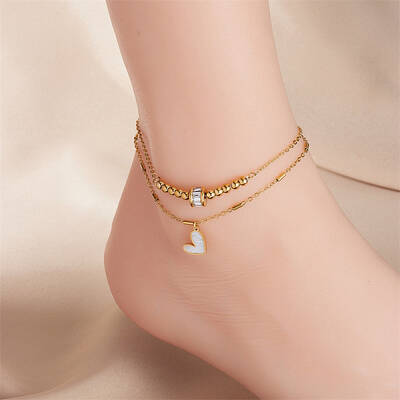 Heart Alloy Enamel Charm Anklets