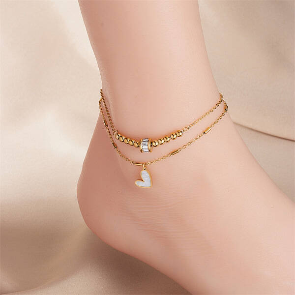 Heart Alloy Enamel Charm Anklets