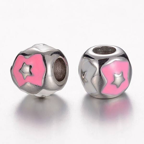 304 Stainless Steel Enamel European Beads