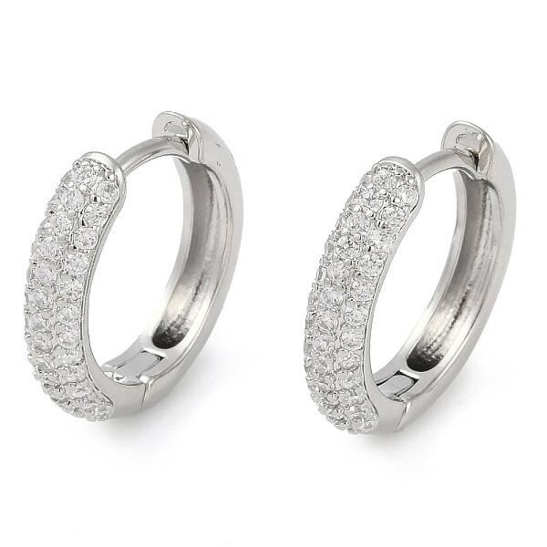 Rack Plating Ring Brass Micro Pave Cubic Zirconia Hoop Earrings