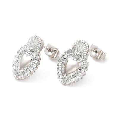 Rack Plating Brass Heart Stud Earrings for Women