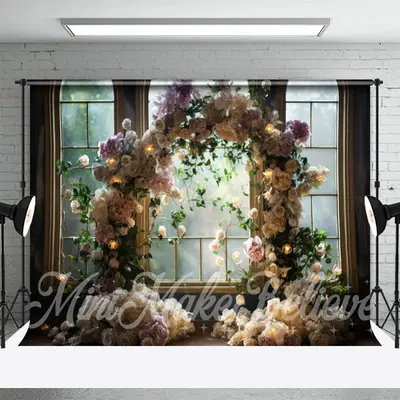 Light Color Rose Arch Light Window Flower Backdrop - Aperturee