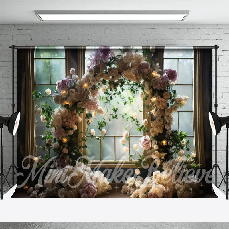 Light Color Rose Arch Light Window Flower Backdrop - Aperturee