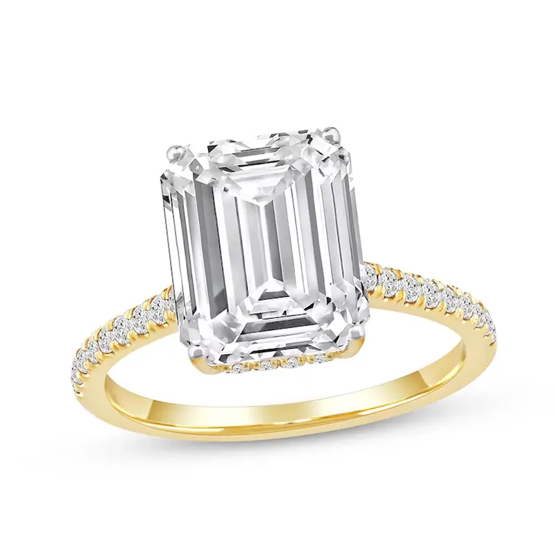 14K Gold 0.83 to 3.33 CT.T.W. Emerald Cut Lab Created Diamond Engagement Band D-VVS1 IGI Certified