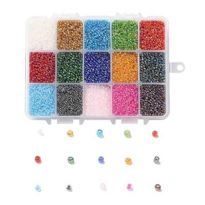 375G 15 Colors Glass Seed Beads