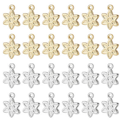 48Pcs 2 Colors Rack Plating Brass Charms
