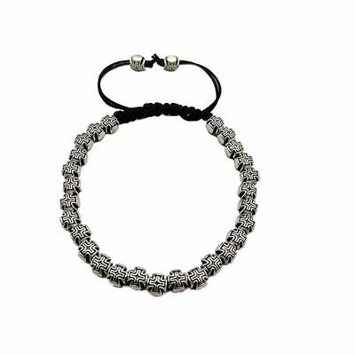 Alloy Cross Bead Braided Bead Bracelet for men and women