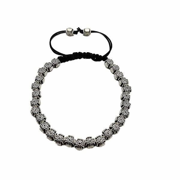Alloy Cross Bead Braided Bead Bracelet for men and women