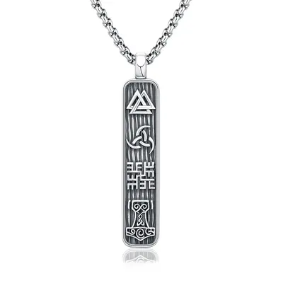 Sterling Silver Viking Rune Pendant Necklace