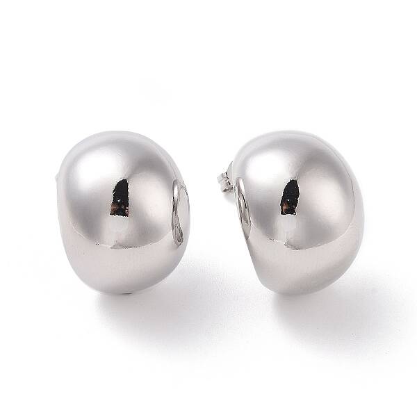 Brass Half Round Stud Earrings