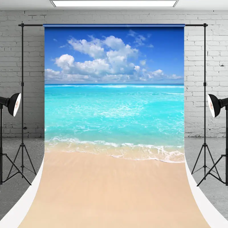 Sand Beach Blue Sky Coastal Sweep Backdrop For Photo - Aperturee