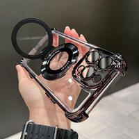 For iPhone 16 15 Pro Max 14 13 Shockproof Magnetic Magsafe Ring KickStand Case Glass Camera Lens Protect Cover