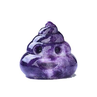 Natural Lepidolite Carved Poop Shape Figurines