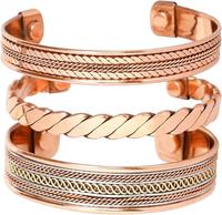 Touchstone Copper Bracelet Tibetan Style. Hand Forged with Solid and High Gauge Copper Jewelry Cuff for Women Men. Combo of D...