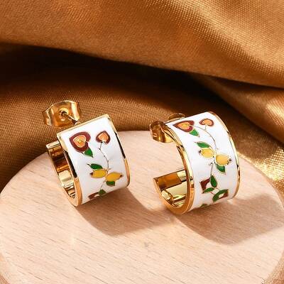 304 Stainless Steel Flower Stud Earrings For Women