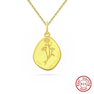 Birth Flower Style 925 Sterling Silver Pendant Necklaces