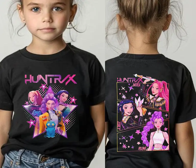 [Sale Up To 50%] Huntrix Shirt, Demon Hunters Kids Shirt, Huntrix Girls T-Shirt, Mira Rumi Joey Shirt, Kpop Movie Shirt, Demo...