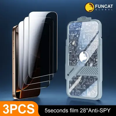[3PCS] FUNCAT-HX  LScreen Protector-Dust-free ApplicatolFOR iPhone 16/15/14/13/12\