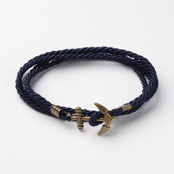 Two Loops Polyester Cord Wrap Bracelets
