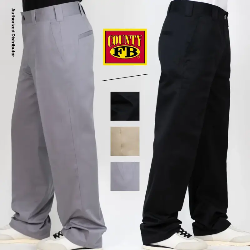 FB COUNTY Men's Regular Fit Work Pants FBCOUNTY Kackies Work Pants Work Uniform Original Fit Workwear Pockets Plain Black Gra...