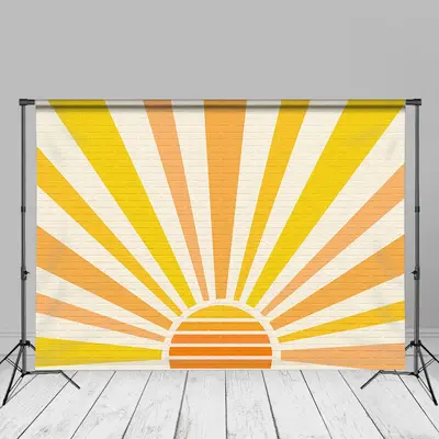Here Comes The Son Yellow Stripe Brick Wall Backdrop - Aperturee