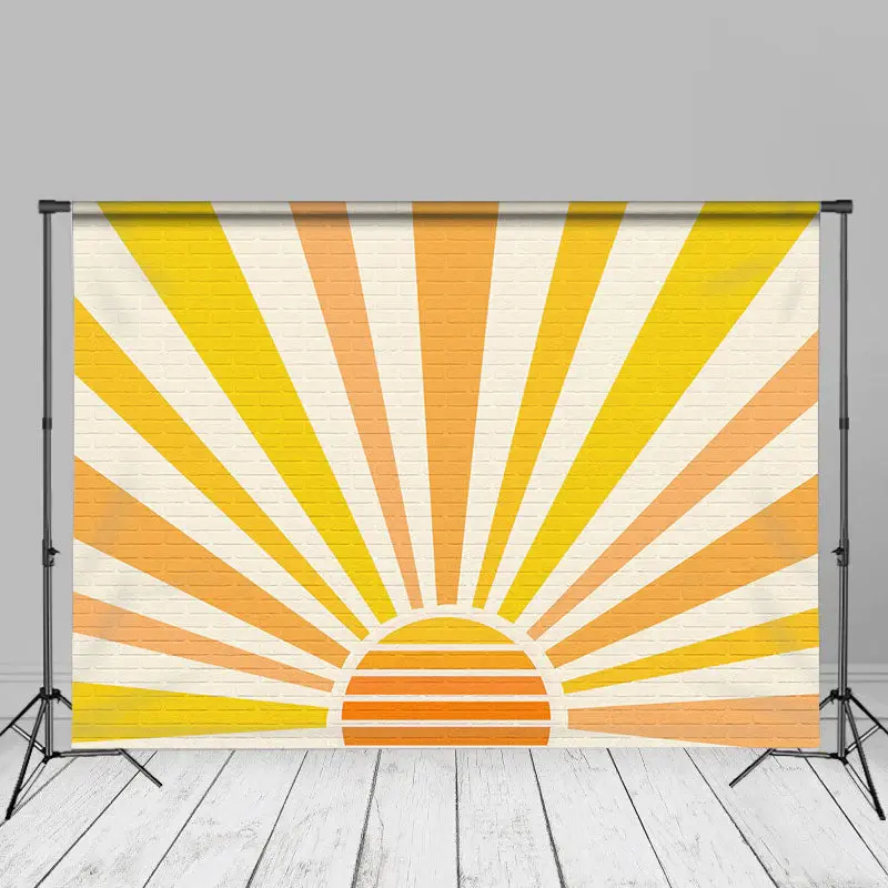 Here Comes The Son Yellow Stripe Brick Wall Backdrop - Aperturee