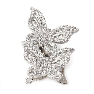 Brass Micro Pave Clear Cubic Zirconia Fold Over Clasps