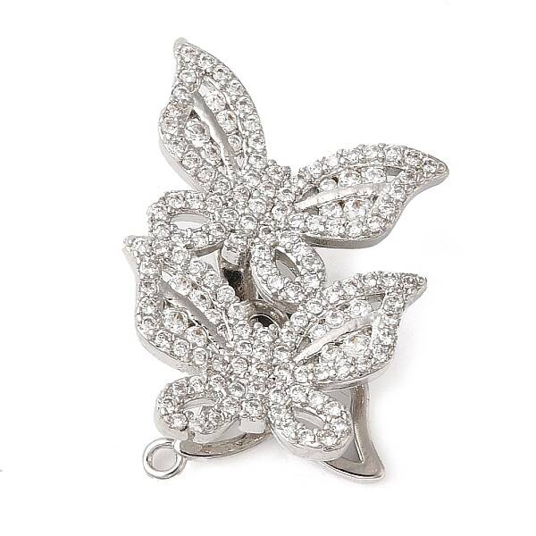 Brass Micro Pave Clear Cubic Zirconia Fold Over Clasps
