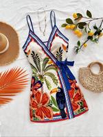 Women's Floral Print Cami Dress, Boho Sleeveless Spaghetti Strap Dress for Beach Holiday Vacation, Ladies Summer Clothes, Wom...