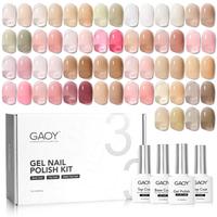 GAOY Jelly Gel Nail Polish Kit, 33Pcs Sheer Jelly Pink Gel Nail Polish Set with Glossy & Matte Top Coat and Base Coat for Nai...