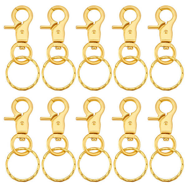 10Pcs Iron Swivel Clasps with Key Rings