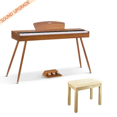 Donner DDP-80 Wooden Digital Piano - Natural Sound Upgrade / Piano+Light Oak Bench