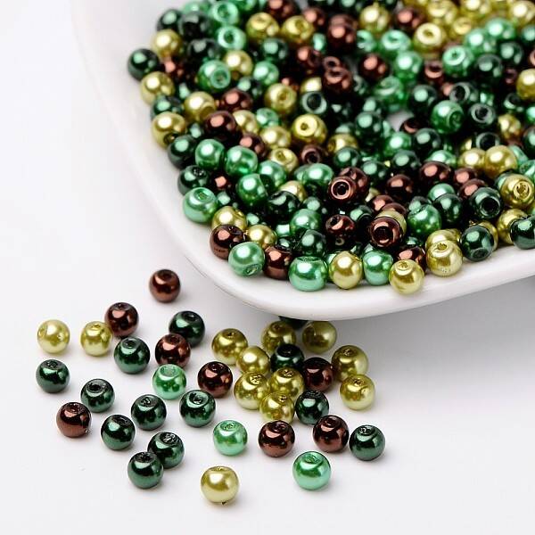 Choc-Mint Mix Pearlized Glass Pearl Beads