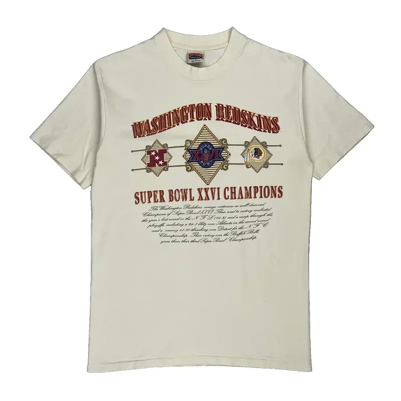 Single Stitch Washington Redskins Nutmeg Nfl T-Shirt - XL White Cotton
