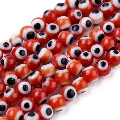 Handmade Evil Eye Lampwork Round Bead Strands
