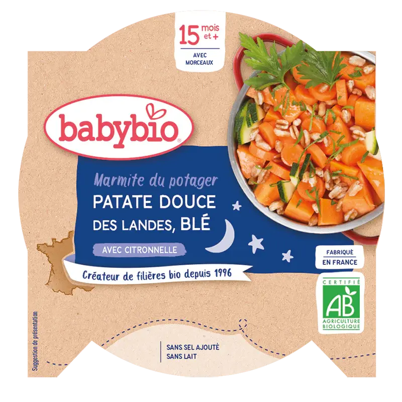 Babybio Dinner Plate - 15 months and more - Sweet Potato, Wheat - ORGANIC 260 g