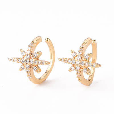 Brass Micro Pave Clear Cubic Zirconia Cuff Earring
