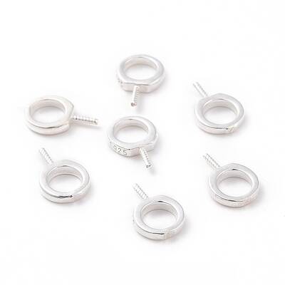 925 Sterling Silver Screw Eye Peg Bails