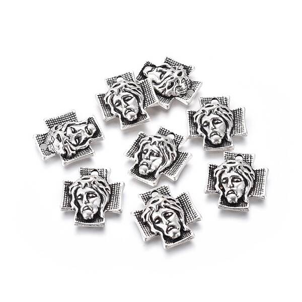 Tibetan Style Alloy Cross with Jesus Alloy Pendants for Easter Jewelry