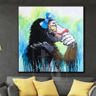 Pop Art Monkey Painting Large Monkey Paintings On Canvas Original Painting | SECLUDED MOOD