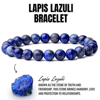 Blue Lapis Lazuli Friendship Bracelet 6/8/10/12mm Beads | Crystal Healing Beaded Bracelets for Kids, Men, Women, Couples Spri...