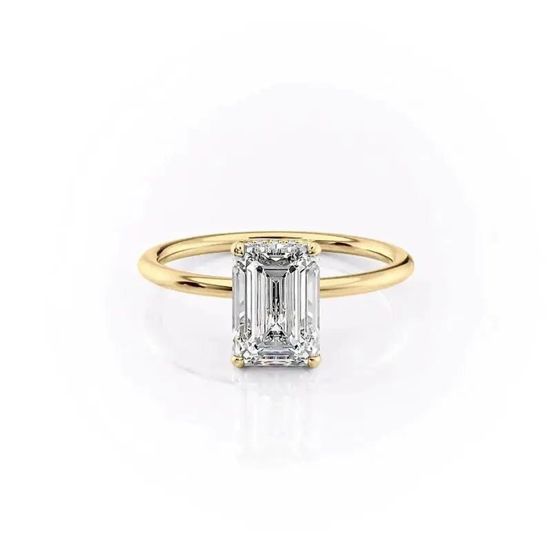 Sterling Silver with Yellow Gold Plated 2 CT Princess Cut Moissanite Ring