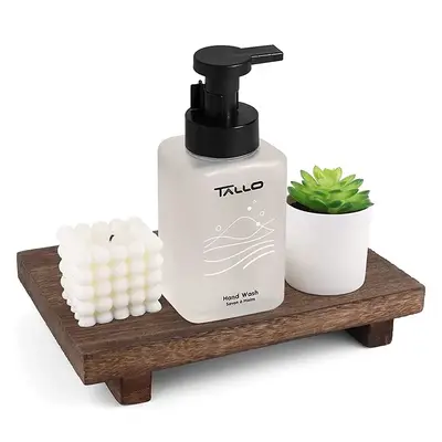 Wooden Soap Holder, Bathroom Vanity Decor Storage Rack, Multifunctional Desktop Display Stand for Bathroom Kitchen Sink, Bath...