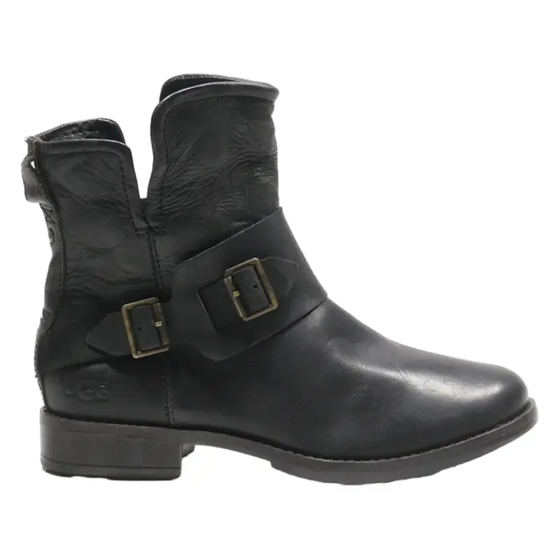 UGG Ankle Boots Black Leather Womens UK 4.5