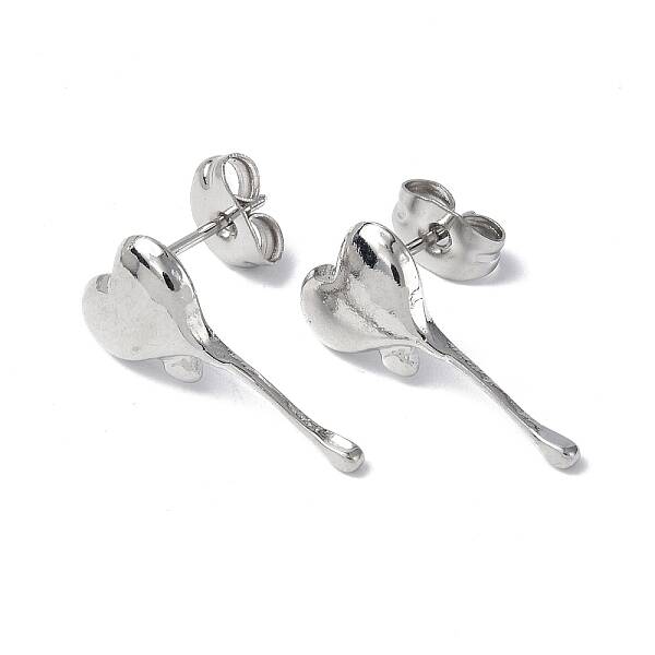Non-Tarnish 304 Stainless Steel Melting Heart Stud Earrings for Women