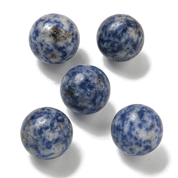 Natural Blue Spot Jasper Round Ball Figurines Statues for Home Office Desktop Decoration