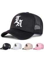 LA Letter Design Trucker Hat, Casual Outdoor Sports Hat for Men & Women, Adjustable Sun Protection Cap for Daily Wear