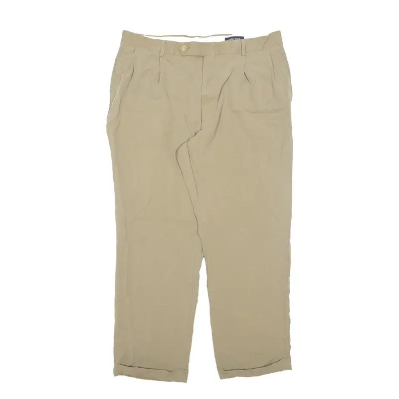 NAUTICA Chino Trousers Beige Regular Tapered Silk Womens W36 L27
