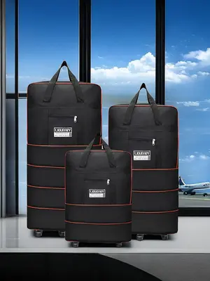 Colorblock Large Capacity Foldable Travel Bag, Lightweight Zipper Travel Bag, Portable Travel Storage Bag, New Trend Travel B...