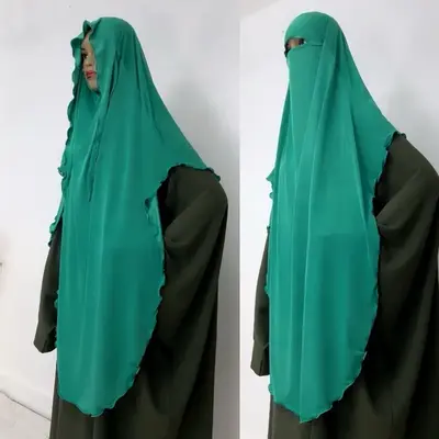 Lycra short shoulder long hijab cape curled borders built in niqab